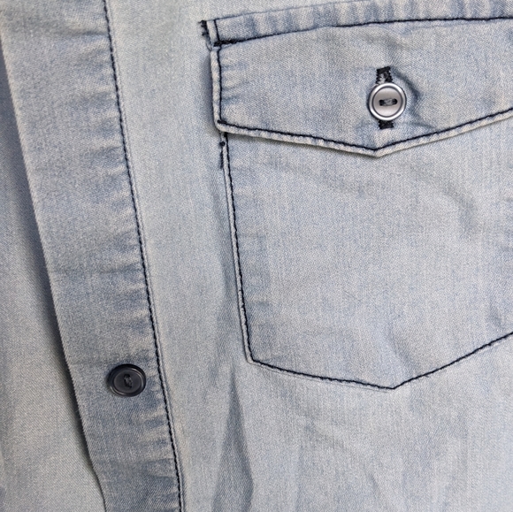 Cavalini Sleeveless Denim Button Down Shirt, M Blue - Picture 4 of 7